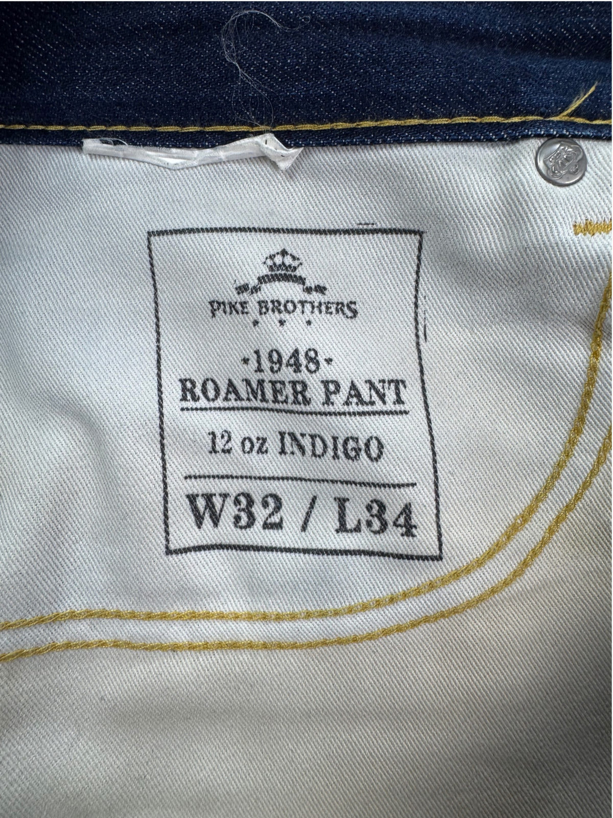 Pike Brothers Roamer Pant Selvedge Straight Loose W32 L34